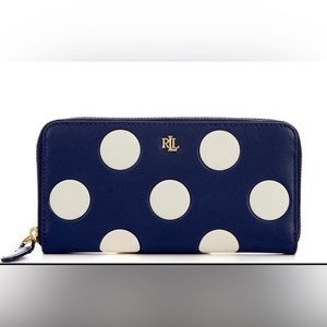 Ralph Lauren.                     Debossed Polka Dot Leather Continental Wallet